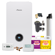 Worcester Bosch Greenstar 4000 25kw Combi Pack inc Flue, Filter, chemicals, controls, CO Alarm and fittings pack